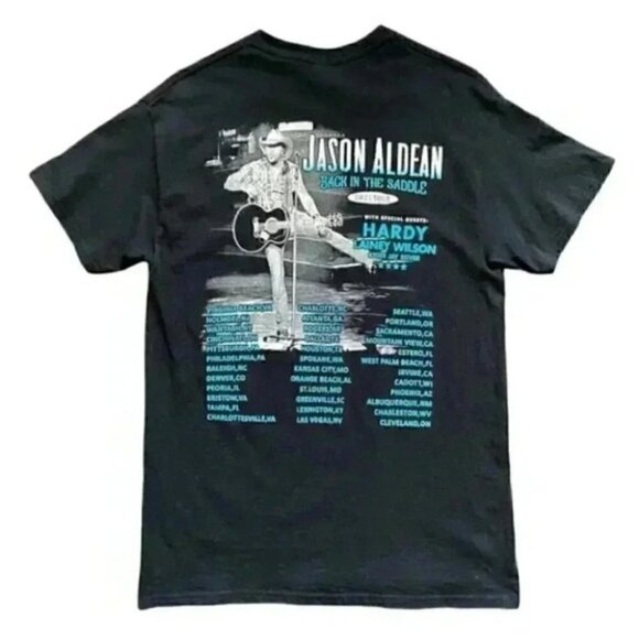 Jason Aldean T-Shirt Back in the Saddle 2021 Concert Tour Band Tee Black Medium - Picture 3 of 16